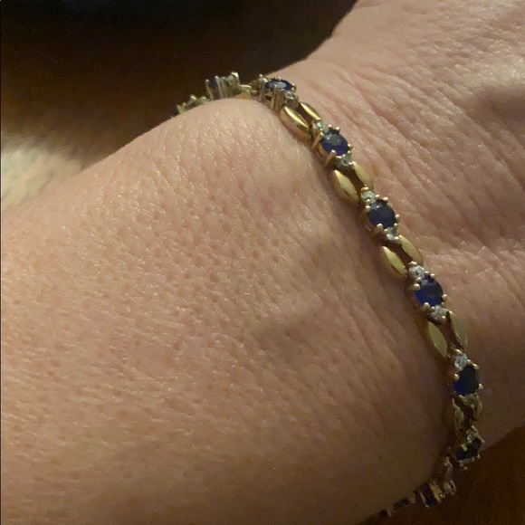 S s CZ and sapphire stone gold plated bracelet - Picture 1 of 4